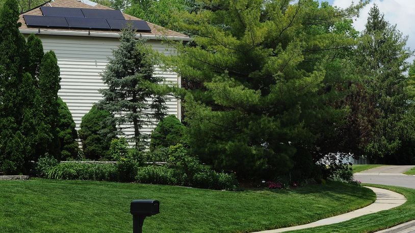 A resident at 825 Olde Farm Court, in Vandalia was denied a variance for his solar panels, which are installed on the side of of the home. Vandalia has rules aimed at preventing solar panels from facing a road. MARSHALL GORBY\STAFF