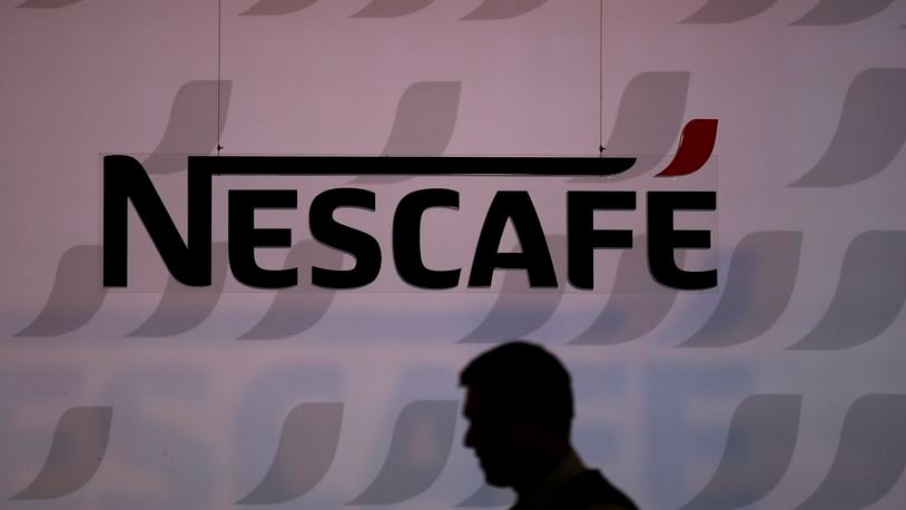 A Nescafe logo stands on display at the Nestle headquarters in Vevey, Switzerland. Bloomberg photo by Stefan Wermuth.