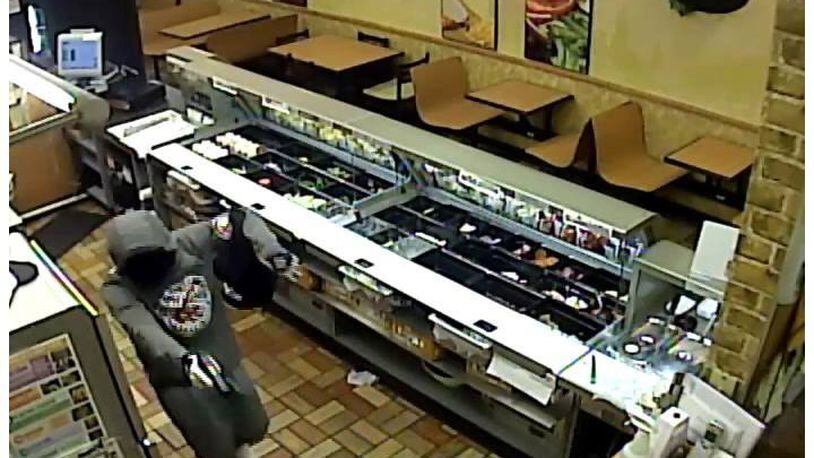 Middletown police released this photo of the person who jumped a counter at Subway on March 3, 2017, pointed a gun at employees but who didn’t steal any money.