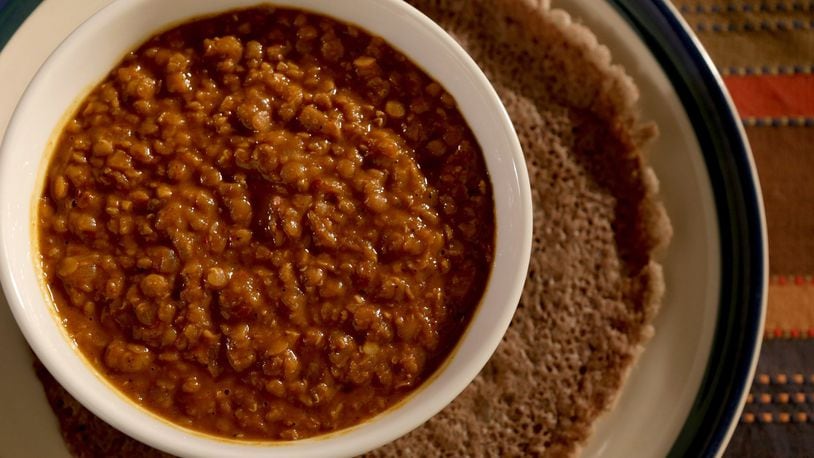 Mesir wot (lentils), is a traditional dish in Ethiopian cuisine. (Hillary Levin/St. Louis Post-Dispatch/TNS)