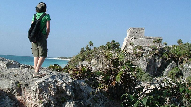 Lillian Cantwell, then 13, looks over Mayan ruins at Tulum, on the Yucatan Peninsula, during a a 12-day, 1,200-mile father-daughter road trip. (Brian J. Cantwell/Seattle Times/TNS)