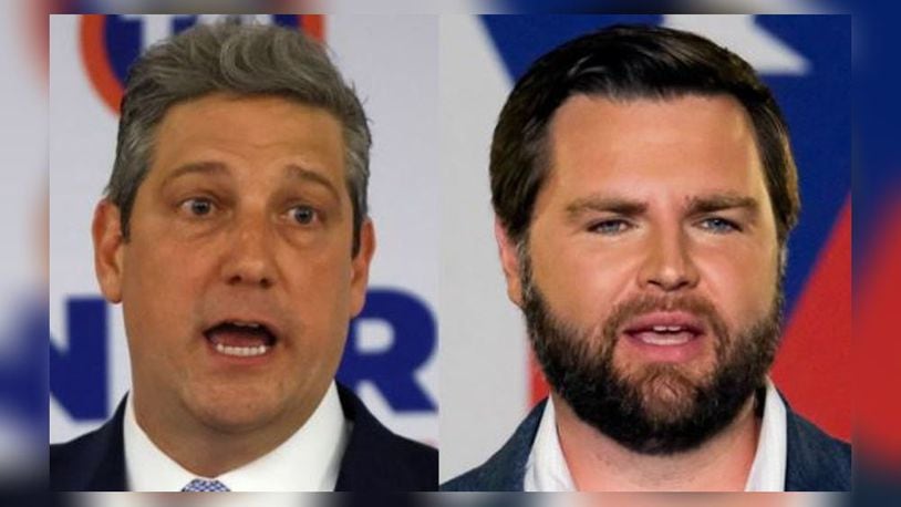 U.S. Rep. Tim Ryan, D-Howland Twp., (left)  and J.D. Vance, a Republican businessman from Cincinnati, (right) are running for U.S. Senate in the Nov. 8, 2022 General Election.