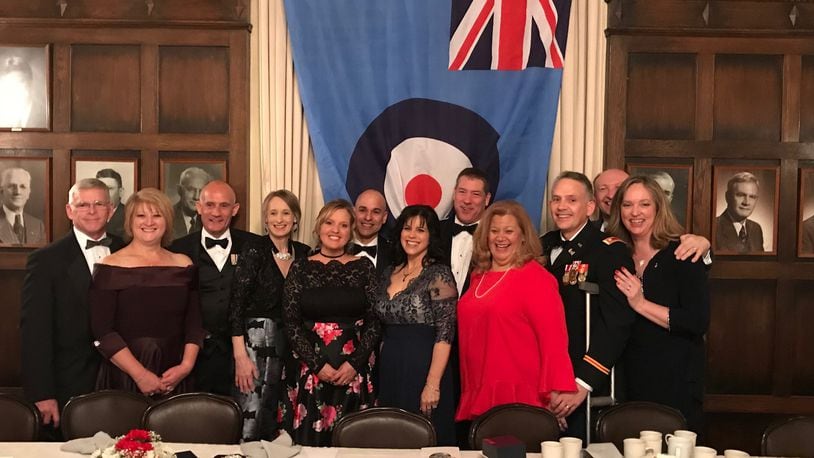 Members of the Royal Air Force and the U.S. Air Force marked the 100th anniversary of the British military branch at the Engineer’s Club of Dayton. CONTRIBUTED