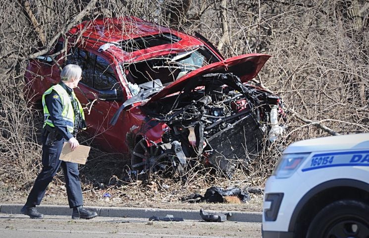PHOTOS: Police crews respond to single-car crash in Dayton