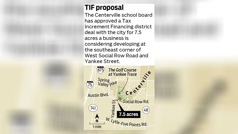 A proposal involving the city and Centerville City Schools aims to attract an Austin Landing financial firm to vacant city-owned land at the southeast corner of Yankee Street and West Social Row Road, just south of The Golf Course at Yankee Trace. STAFF
