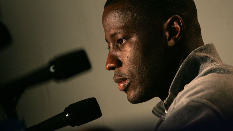 Anthony Grant, former UD star, speaks to the media in 2007 when he was the head coach at VCU. Photo by Jim Witmer