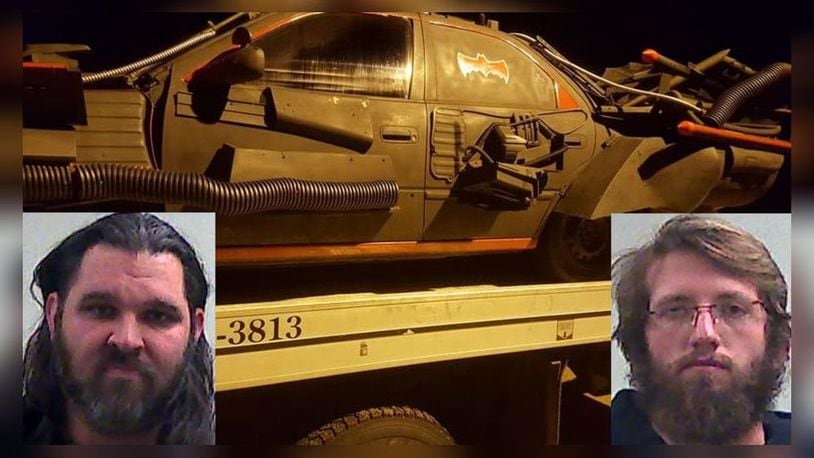 Jehoshua Hammock (left) and Travis Amburgy (right) were arrested after police found drugs in their vehicle, a replica Batmobile. (Contributed Photos/ Kicks96 and Wayne County, Ind. Jail)