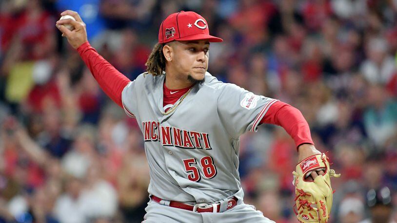 CLEVELAND, OHIO - JULY 09: Luis Castillo #58 of the Cincinnati Reds and the National League pitches against the American League during the 2019 MLB All-Star Game, presented by Mastercard at Progressive Field on July 09, 2019 in Cleveland, Ohio. (Photo by Jason Miller/Getty Images)
