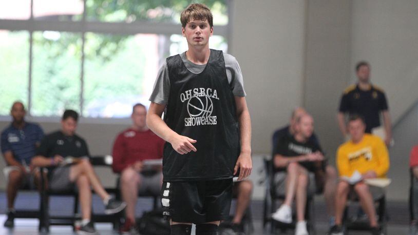 Madison’s Grant Whisman plays in the Ohio High School Basketball Coaches Association Showcase on Saturday, June 29, 2019, at Capital University in Bexley. David Jablonski/Staff