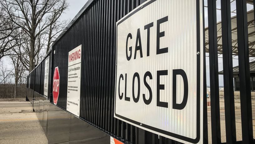 Wright-Patterson Air Force Base declared a public health emergency and has closed three gates around the base. This gate is found off Colonel Glenn Highway. JIM NOELKER/STAFF