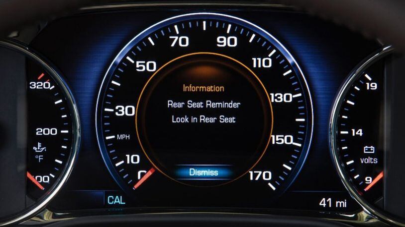 Rear Seat Reminder monitors rear door usage to remind drivers to check their rear seats before walking away from their vehicles. Photo by General Motors