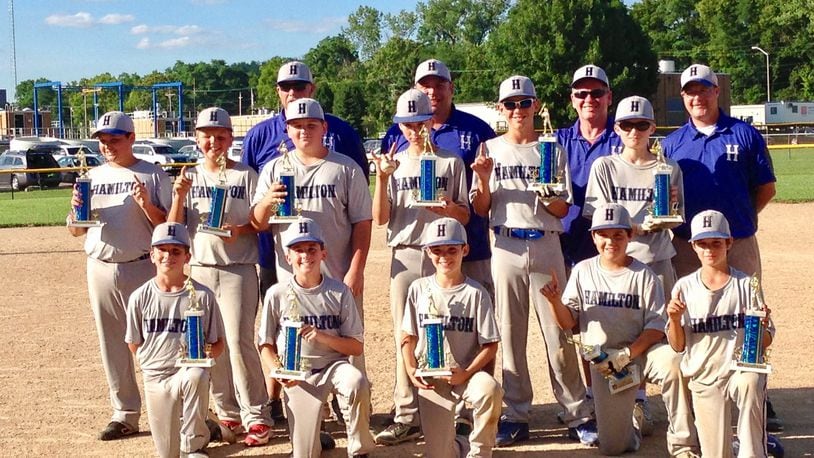 The Hamilton West Side Little League White 12-year-old all-star baseball team captured the Miamisburg tournament championship last weekend. SUBMITTED PHOTO