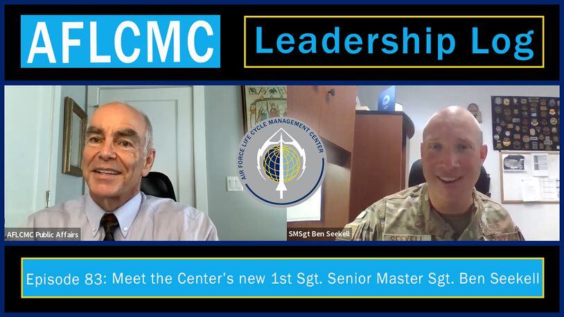 Senior Master Sgt. Ben Seekell talks about his journey back from being injured by a land mine in Afghanistan and to becoming the Air Force Life Cycle Management Center first sergeant on a recent episode of AFLCMC’s Leadership Log podcast. To hear the full conversation, you can watch Leadership Log on YouTube at https://youtu.be/H6y0PYYCxkw or search “Leadership Log” on your podcast carrier. U.S. AIR FORCE GRAPHIC/JIM VARHEGYI