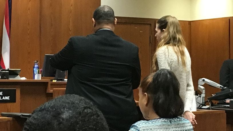 Sarah Barnes, a defendant in the Harem strip club raid, was in court Tuesday and was granted intervention in lieu of conviction. MARK GOKAVI/STAFF