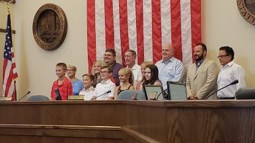 Members of Monroe City Council recognized several young inventors who will be competing at the Ohio State Fair this weekend. The young inventors designed their inventions at the Monroe Invention Convention at the MidPointe Library. CONTRIBUTED