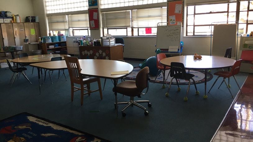 Classrooms sat empty at Valley View Primary School on Monday after being cleaned and disinfected over the weekend. The district cancelled all classes Monday and Tuesday as a precaution after a suspected outbreak of norovirus. KATIE WEDELL/STAFF