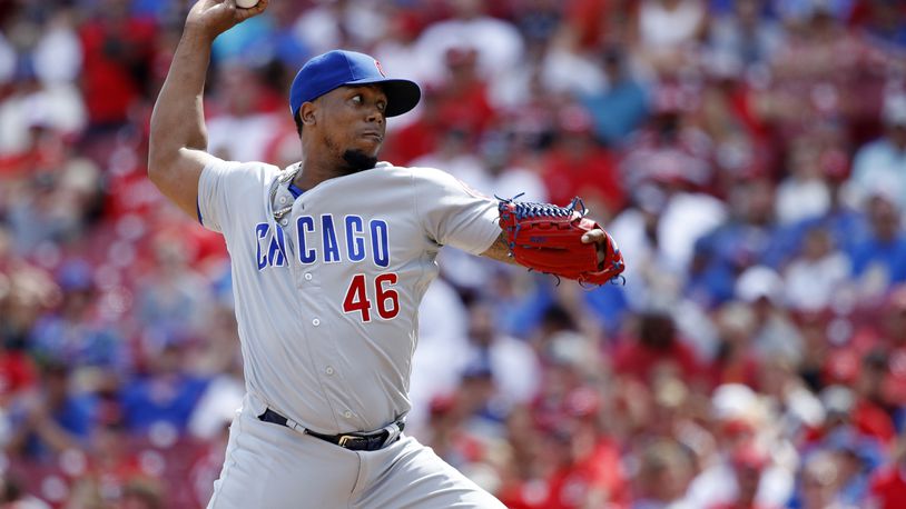 CINCINNATI, OH - AUGUST 11: Pedro Strop #46 of the Chicago Cubs pitches in the ninth inning against the Cincinnati Reds at Great American Ball Park on August 11, 2019 in Cincinnati, Ohio. The Cubs defeated the Reds 6-3. (Photo by Joe Robbins/Getty Images)