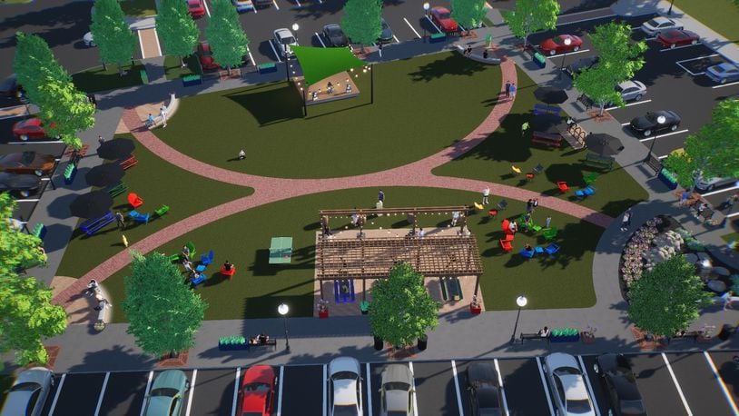 This is an artist's rendering of the new improvements being planned for the central park of Wright Station in Springboro. Construction is expected to begin in March and be completed in late May or early June. CONTRIBUTED/CITY OF SPRINGBORO