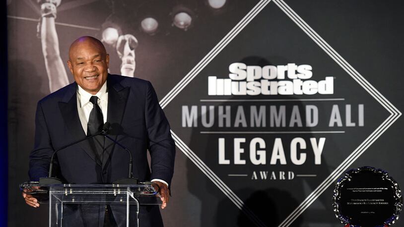 George Foreman attends the Sports Illustrated Tribute to Muhammad Ali at The Muhammad Ali Center on October 1, 2015 in Louisville, Kentucky.  (Photo by Stephen Cohen/Getty Images for Sports Illustrated)