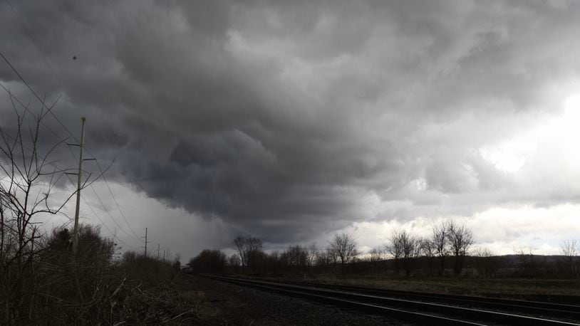 Storm clouds could be seen over Champaign County on Wednesday afternoon, March 23, 2022. BILL LACKEY/STAFF