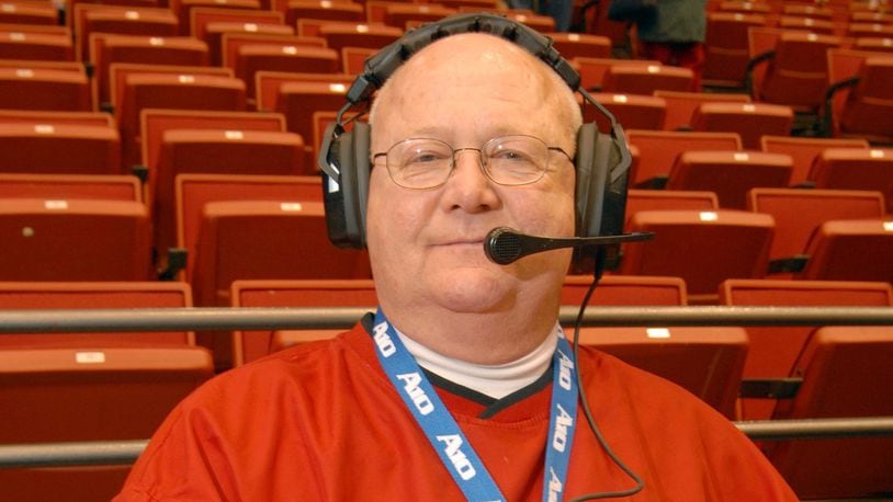 Dayton Flyers statistician Roy Cassidy is seen here prior to the start of the Flyers finall home game on March 3, 2007.