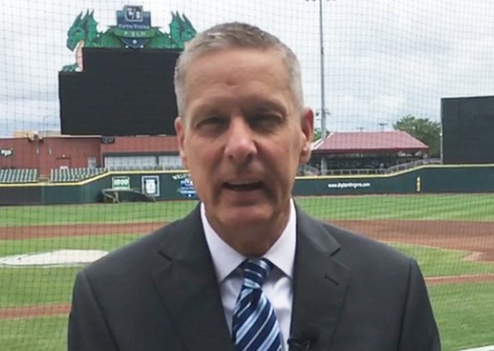Dayton Dragons president and GM Bob Murphy announced there will be additional netting that will cover all lower-level seating at Fifth Third Field next season. Murphy addressed media at the stadium on Wednesday, Aug. 17, 2016. MARC PENDLETON / STAFF