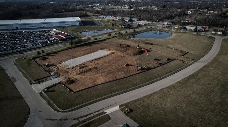 A new equipment rental business is being built in the Trotwood industrial park off of Wolf Creek Pike and Prosperity Drive in Trotwood . JIM NOELKER/STAFF
