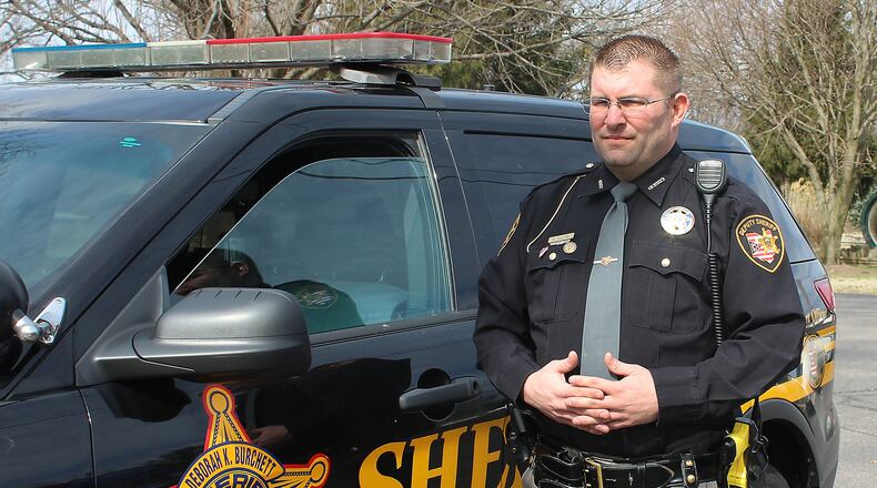 Clark County Sheriff s Office School Resource Officer Scott Cultice. Cultice frequents county schools throughout the day to ensure they are secure. JEFF GUERINI/STAFF