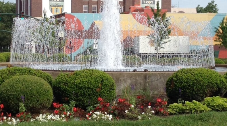 Downtown Troy and its traffic circle fountain looks postcard perfect in this photo taken June 22 by Richard Boyd while on a bike ride from his Tipp City home.