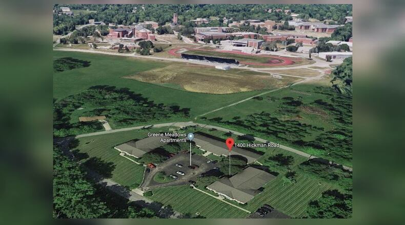 Central State University sits just southwest of the Greene Meadows Apartments, 1400 Hickman Road.