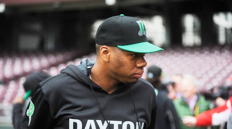 Hunter Greene, the Reds' No. 1 draft pick last year, will begin the 2018 season with the Class A minor-league Dayton Dragons. MARC PENDLETON / STAFF