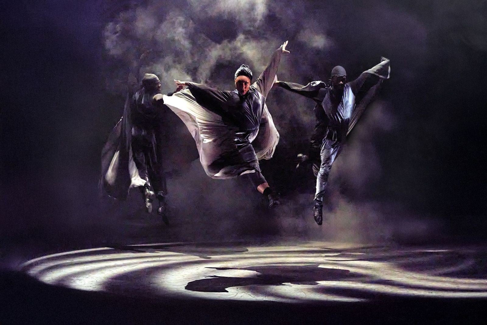 Gregory Hamilton, Moriah Perry and Kameren Whigham as The Tornado in the North American Tour of "The Wiz." Photo by Jeremy Daniel