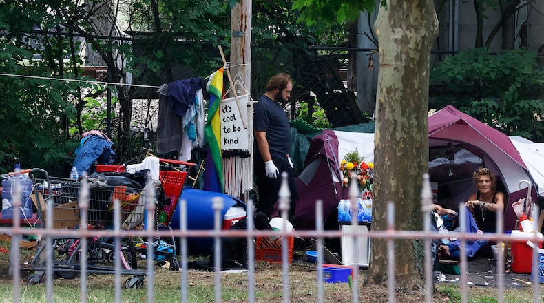 A homeless camp at 423 N. Paul Laurence Dunbar street, in Dayton. MARSHALL GORBY\STAFF