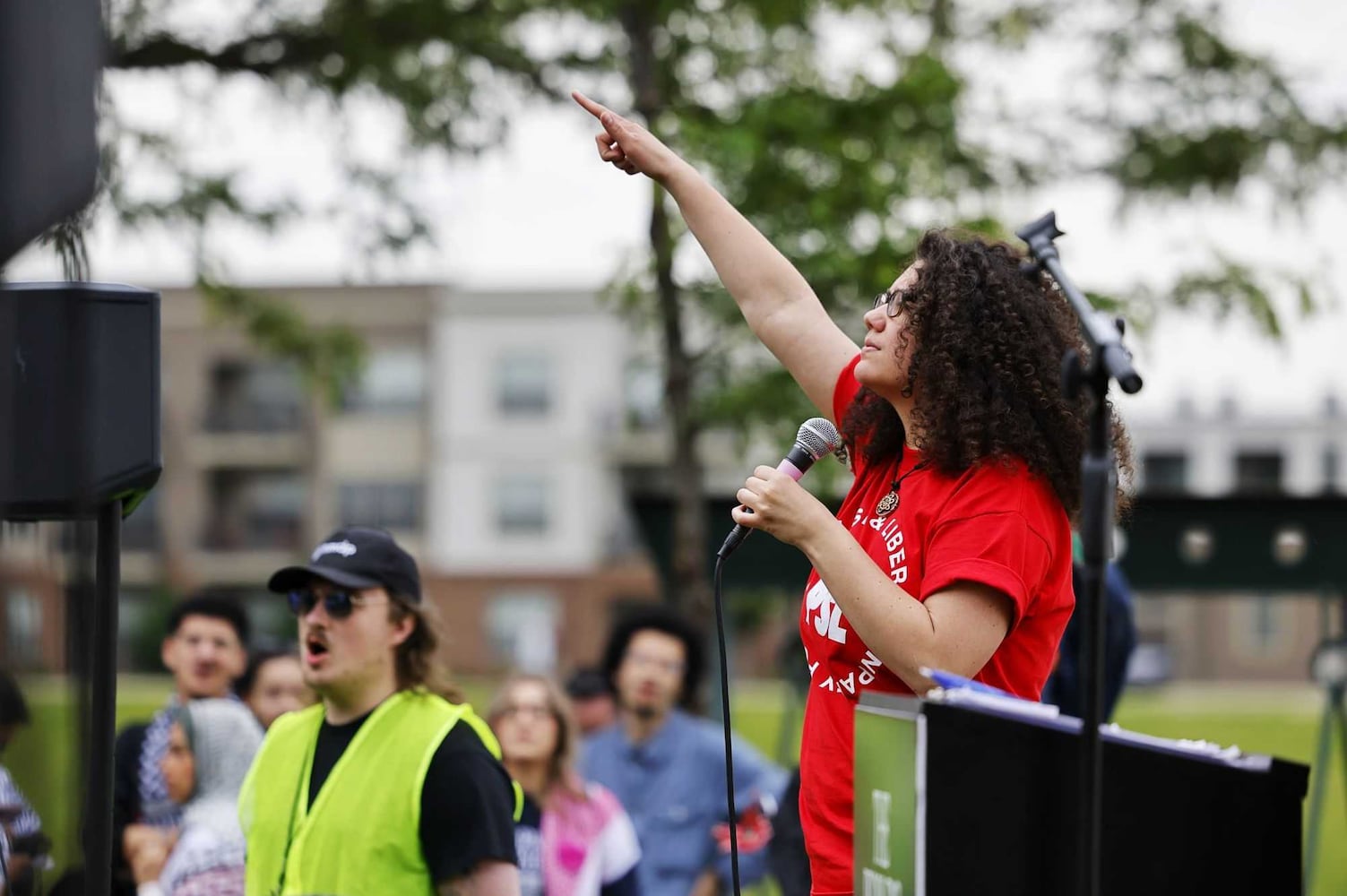 Protesters rally at Deeds Point during NATO assembly