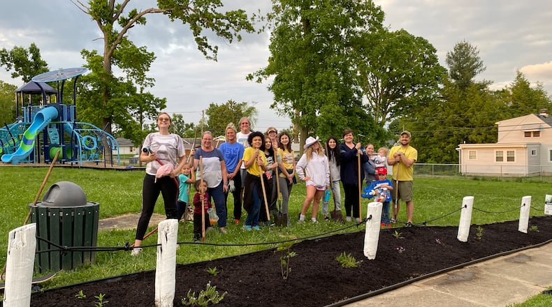Julie Arias, fifth from the right, and other volunteers at Ridgecrest Park