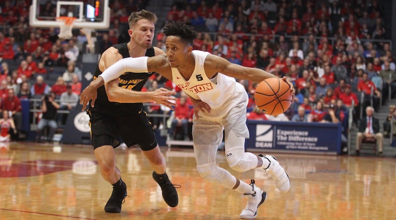 Dayton’s Darrell Davis dribbles against Ohio Dominican on Saturday, Nov. 4, 2017, at UD Arena. David Jablonski/Staf