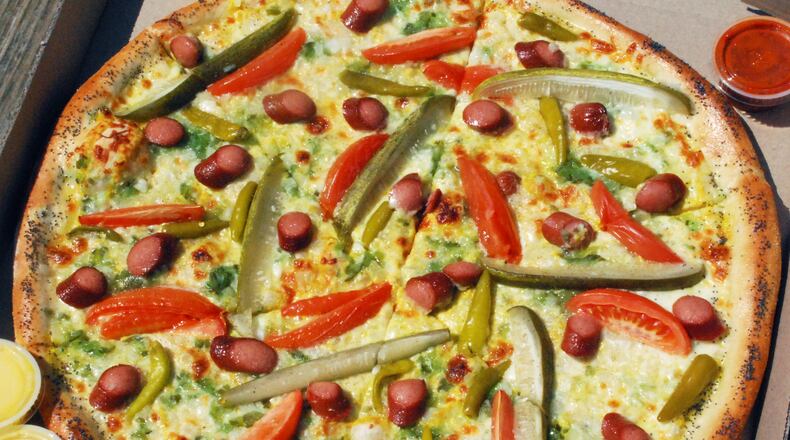 Dayton's first Hot Dog Fest is coming to the Yellow Cab Tavern on Friday, June 16 from 5 p.m. to 9 p.m. Pictured is The Pizza Bandit's Chicago Dog Pizza (CONTRIBUTED PHOTO).