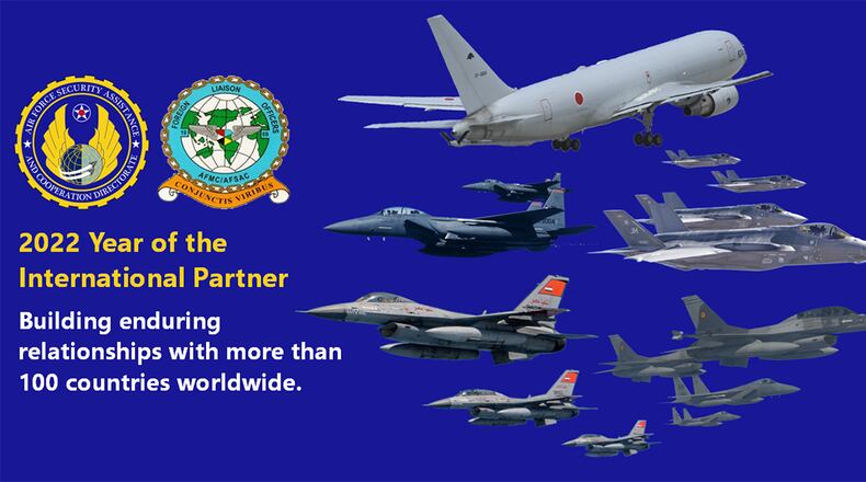 The Air Force Security Assistance and Cooperation Directorate hosted a virtual event on Feb. 17 with foreign liaison officers representing U.S. international partner nations around the world to formally announce the 2022 theme: ‘Year of the International Partner.’ U.S. AIR FORCE GRAPHIC/JONATHAN THARP