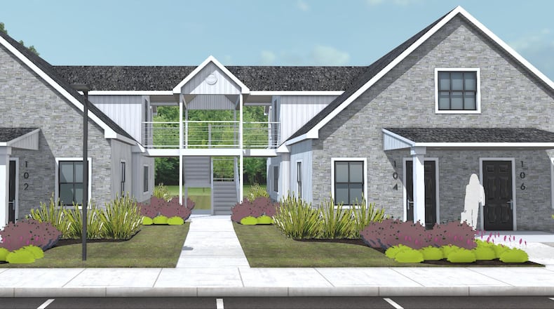 A rendering of apartments in a proposed multi-family housing development near the corner of Trebein Road and E. Dayton Yellow Springs Road in Fairborn. CONTRIBUTED