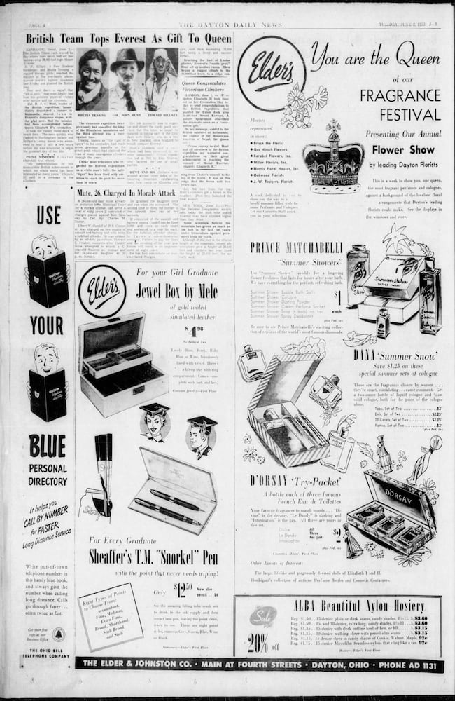 Dayton newspaper pages from Queen Elizabeth coronation