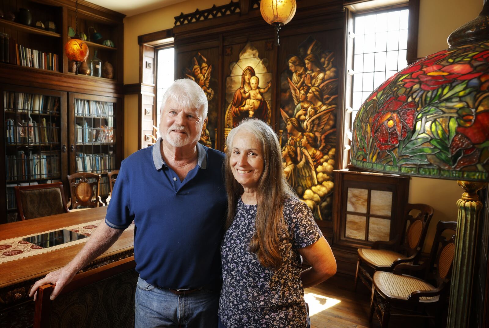 Jay and Linda Moorman own BeauVerre Riordan Studio in Central Avenue in Middletown. The business does restoration of stained glass, new stained glass pieces, classes to teach beginners and more. NICK GRAHAM/STAFF