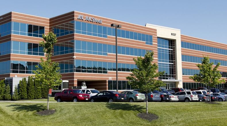 The four-story building at 9227 Centre Pointe Drive in West Chester Twp., which houses AK Steel’s corporate headquarters, was purchased May 4 for $25 million. STAFF FILE PHOTO