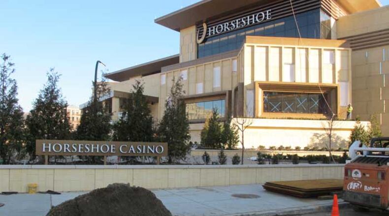 The Horseshoe Cincinnati, the last of four casinos approved by Ohio voters in 2009, is preparing for opening in Cincinnati in this Tuesday Feb. 12, 2013 photo. The $400 million casino is set to open March 4 and already has transformed the area where it's located.