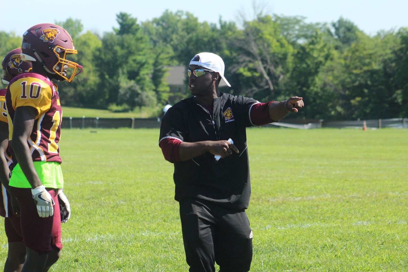 Volunteer assistant coach Loyd Bradley at a recent Central State football practice. Nick Novy/CONTRIBUTED