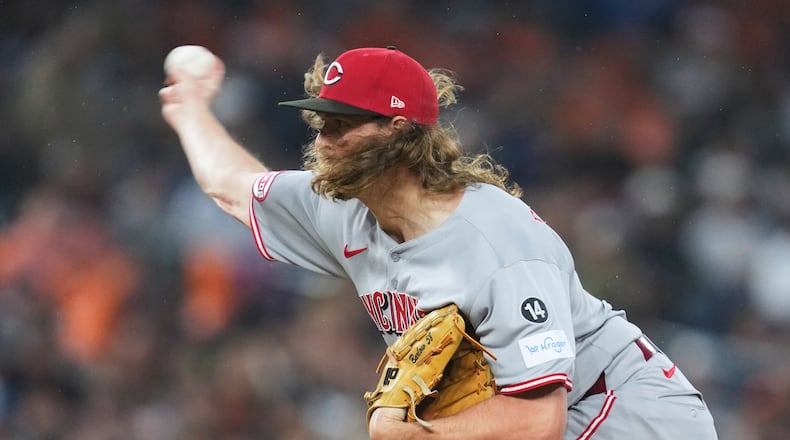 Cincinnati Reds pitcher Scott Barlow throws against the Detroit Tigers in the sixth inning during a baseball game, Friday, June 13, 2025, in Detroit. (AP Photo/Paul Sancya)