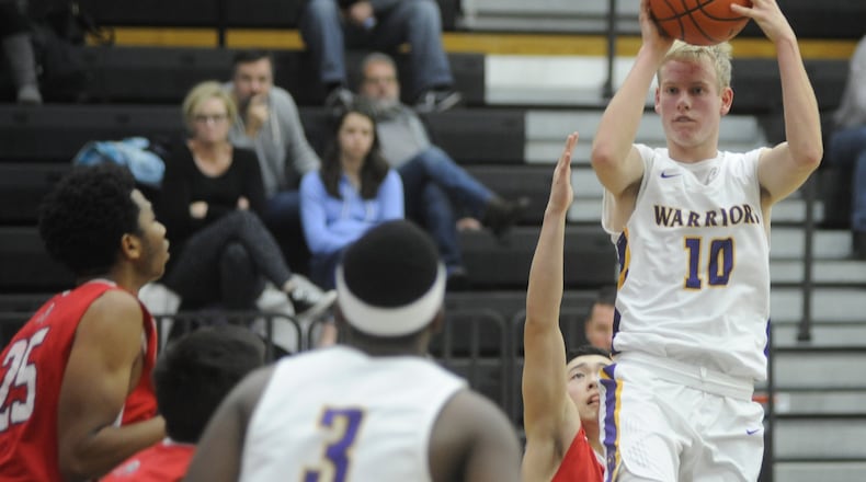 Miami Valley junior Alec Martin looks for an opening. Miami Valley defeated Dayton Christian 45-44 at Centerville in a Metro Buckeye Conference boys high school basketball game on Dec. 12. MARC PENDLETON / STAFF