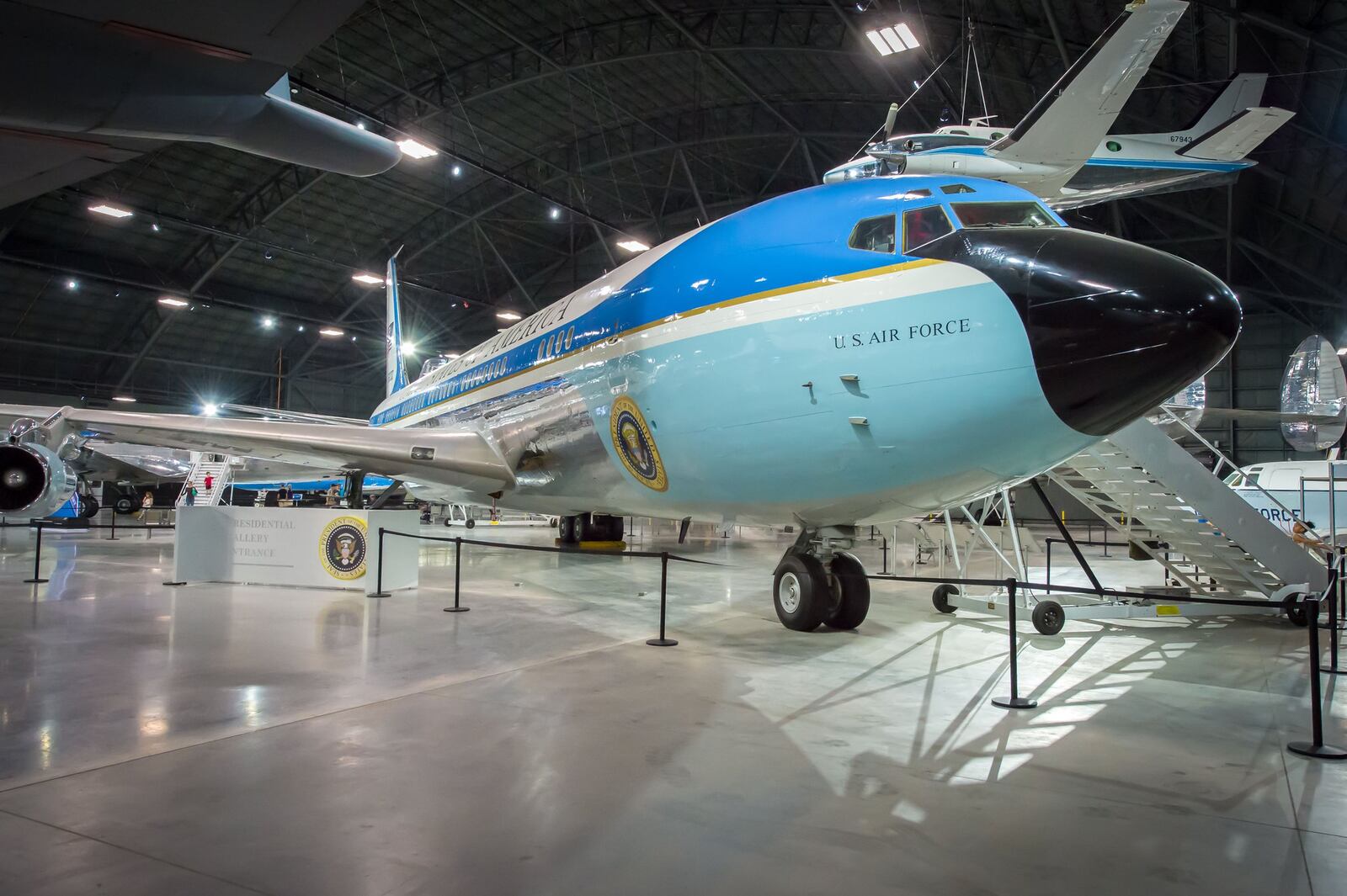 The VC-137C Air Force One (SAM 26000) in the Presidential Gallery at the National Museum of the United States Air Force. U.S. AIR FORCE PHOTO BY JIM COPES