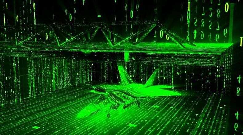 One goal of AFRL’s Digital Hangar effort is to research and identify high-value data that need to be maintained, or curated, to produce an enduring set of digital artifacts for aerospace platforms that can be shared with other AFRL researchers, Air Force Service Program Offices, as well as other agencies such as NASA. (U.S. Air Force illustration/Kenneth McNulty)