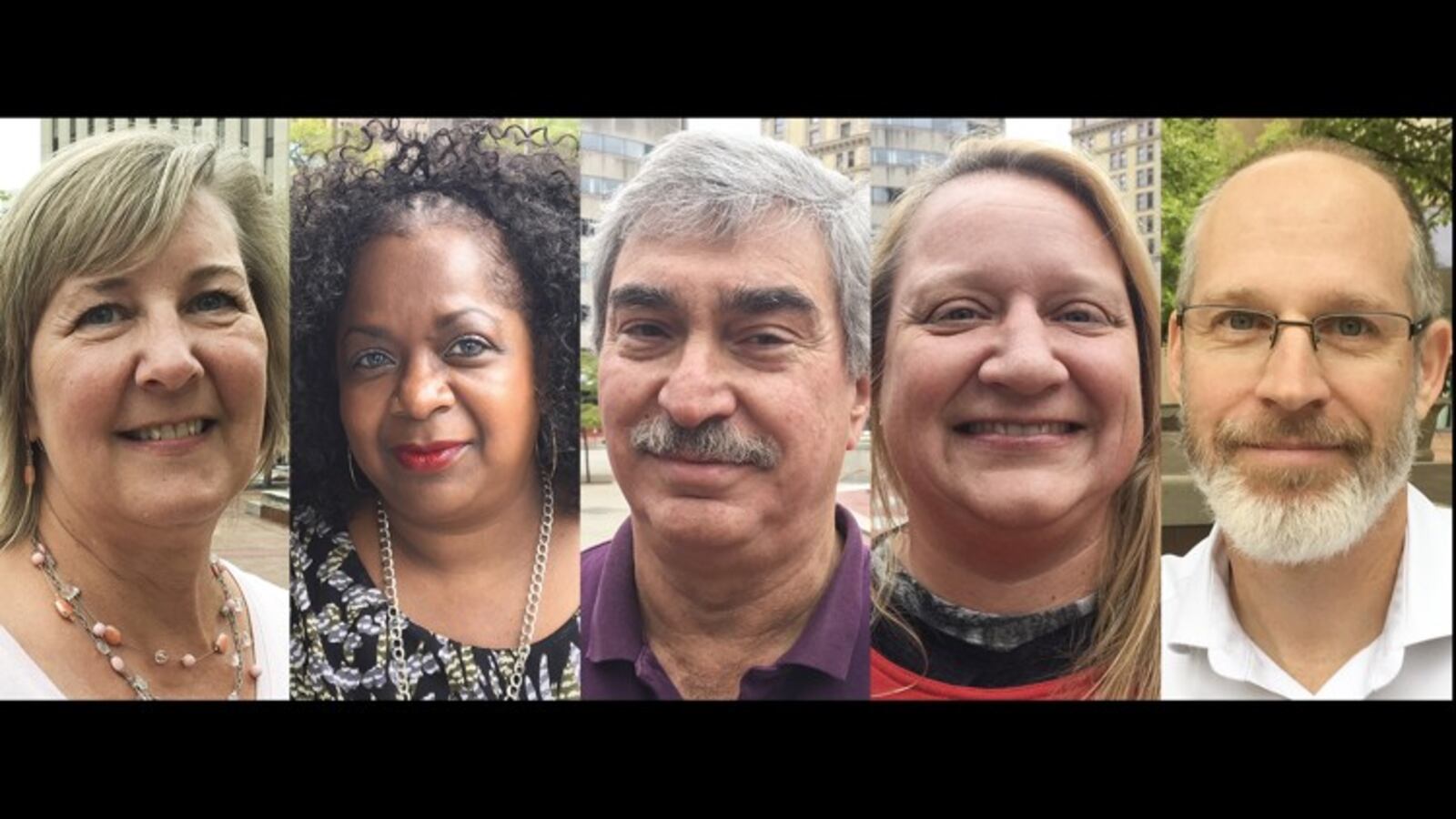 Montgomery County residents aired their views about the new sales tax increase. They are from left: Donna Reist of Centerville, Lisa Pleasant of Kettering, Ron Niesley of Clayton, Becky Welz of Kettering and John Kauflin of Dayton. CHRIS STEWART / STAFF