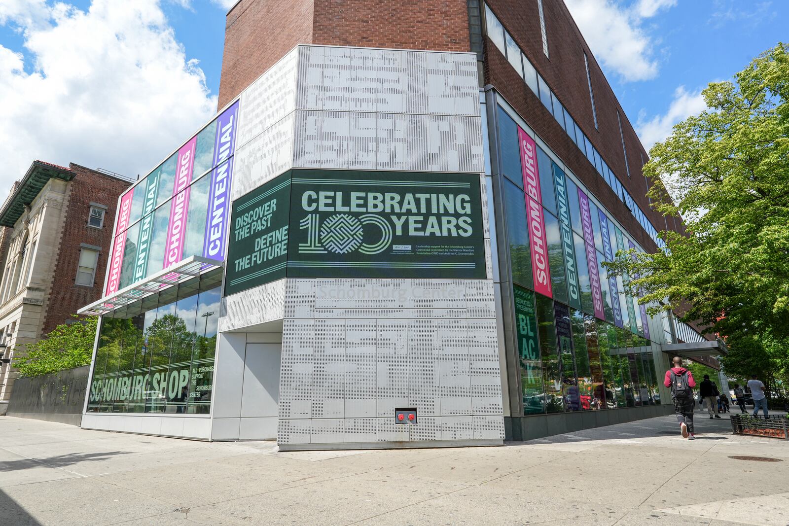 This photo provided by the New York Public Library shows the exterior of the Schomburg Center for Research in Black Culture in New York on May 7, 2025. (Jonathan Blanc/New York Public Library via AP)